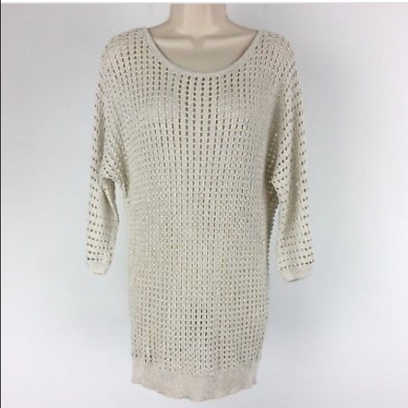 Express 3/4 Sleeve Metallic Tunic Sweater - Picture 8 of 8